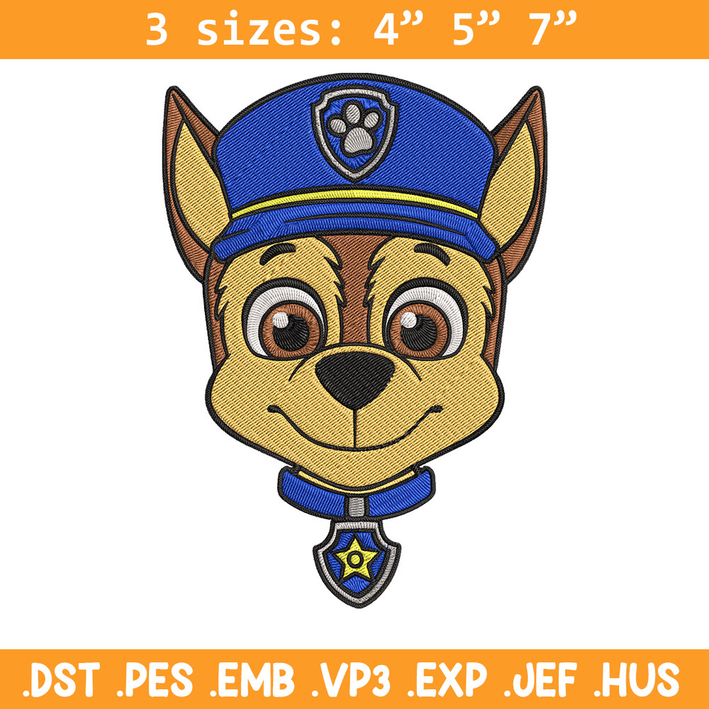 Chase dog Embroidery Design, Paw Patrol Embroidery, Embroidery File,Anime Embroidery, Anime shirt, Digital download.jpg