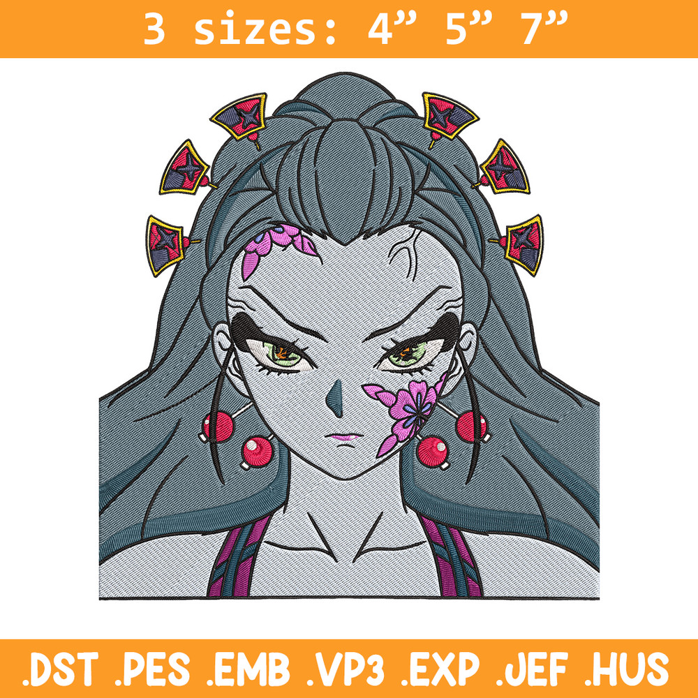Daki face Embroidery Design, Demon slayer Embroidery, Embroidery File, Anime Embroidery, Anime shirt, Digital download.jpg