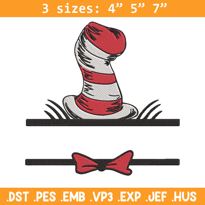 Dr seuss hat Embroidery Design, Cat In The Hat Embroidery, Embroidery File, logo shirt, Digital download..jpg