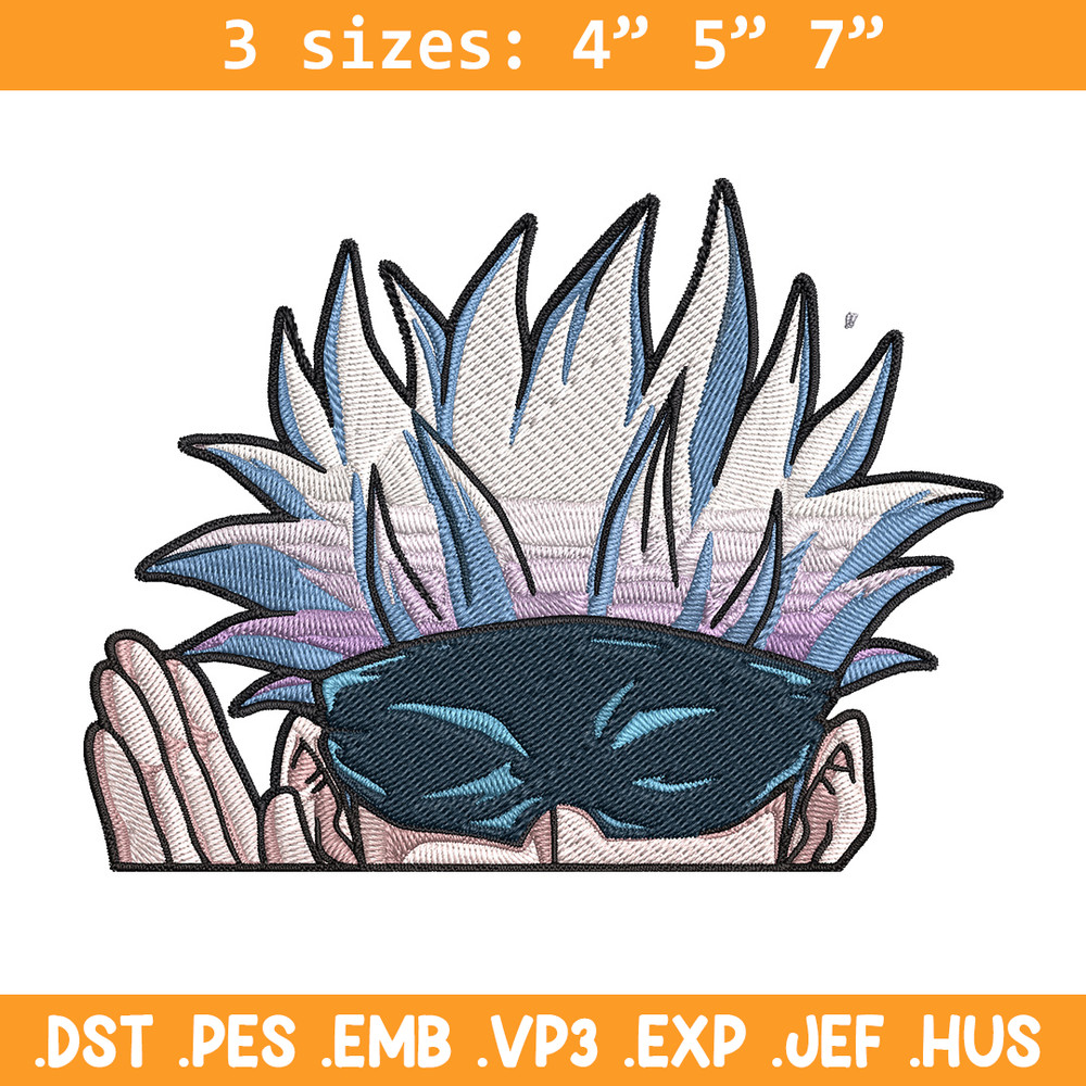 Gojo Peeker Embroidery Design, Jujutsu Embroidery, Embroidery File, Anime Embroidery, Anime shirt, Digital download.jpg