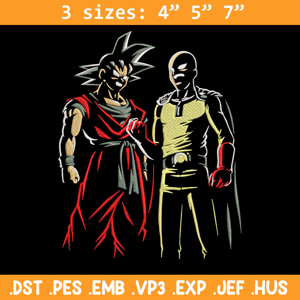 Goku x Saitama Embroidery Design, Dragonball Embroidery,Embroidery File, Anime Embroidery, Anime shirt, Digital download.jpg