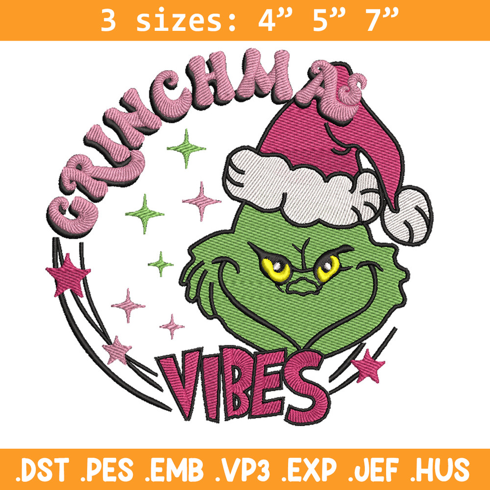 Grinch vibes embroidery design, Grinch embroidery, Chrismas design,Embroidery shirt, Embroidery file, Digital download.jpg