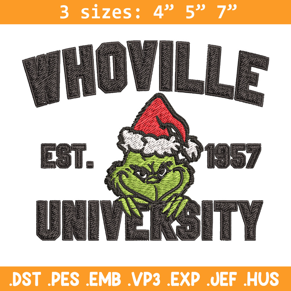 Grinch Whoville University Christmas Embroidery design, Grinch Christmas Embroidery, Grinch design, Digital download.jpg