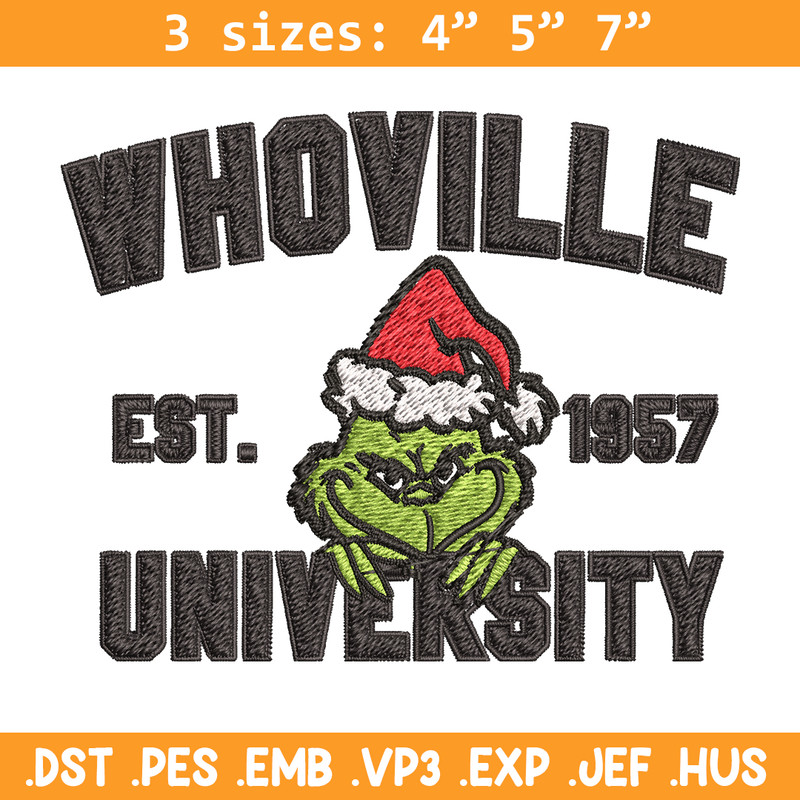 Grinch Whoville University Christmas Embroidery design, Grinch Christmas Embroidery, Grinch design, Digital download.jpg