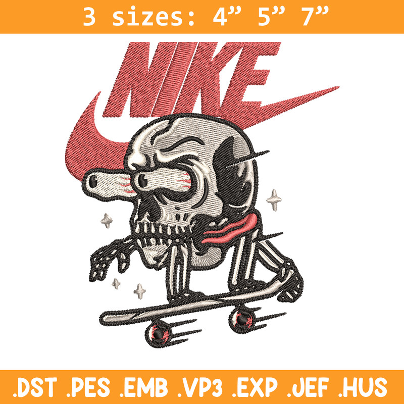 Skull funny Nike Embroidery design, Skull funny Embroidery, Nike design, Embroidery file, logo shirt, Instant download..jpg