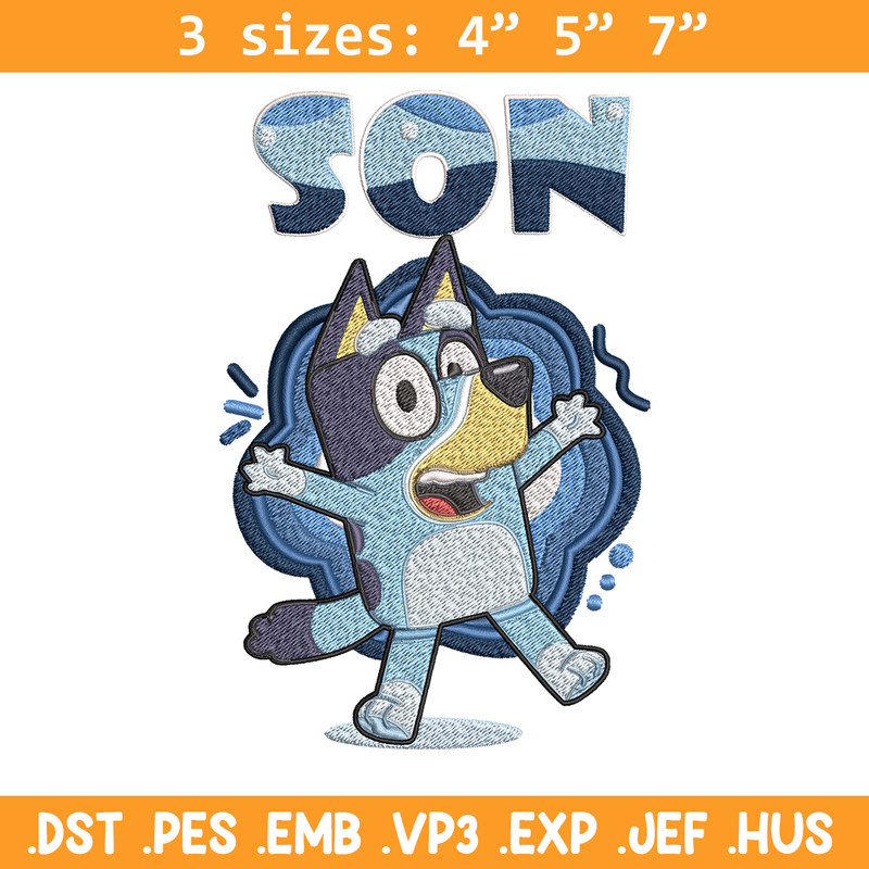 Son Bluey Embroidery, Bluey Cartoon Embroidery, cartoon Embroidery, cartoon shirt, Embroidery File, Instant download..jpg