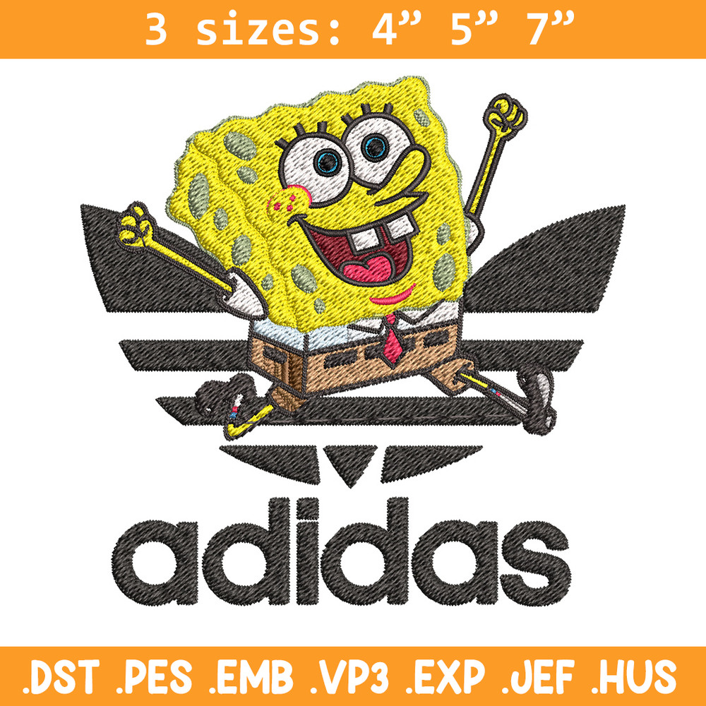 Spongebob adidas Embroidery Design, Adidas Embroidery, Embroidery File, Brand Embroidery, Logo shirt, Digital download.jpg