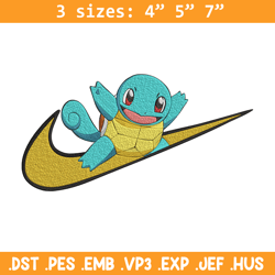 squirtle x nike embroidery design, pokemon embroidery, embroidery file, nike embroidery, anime shirt, digital download