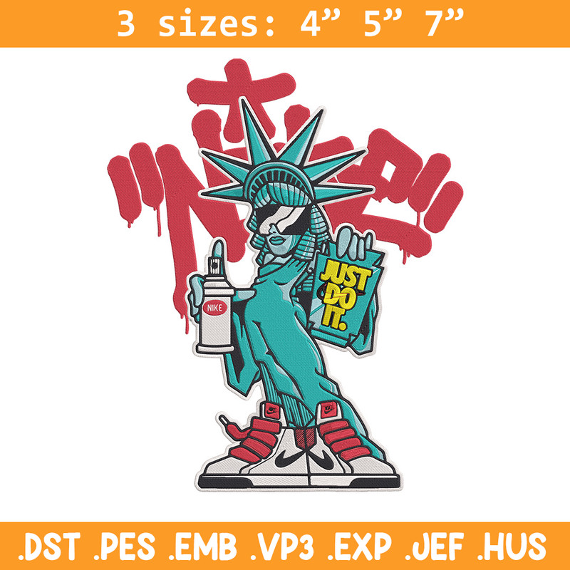 Statue of Liberty x nike Embroidery Design, Statue of Liberty Embroidery, Embroidery File, Anime Embroidery, Nike shirt.jpg