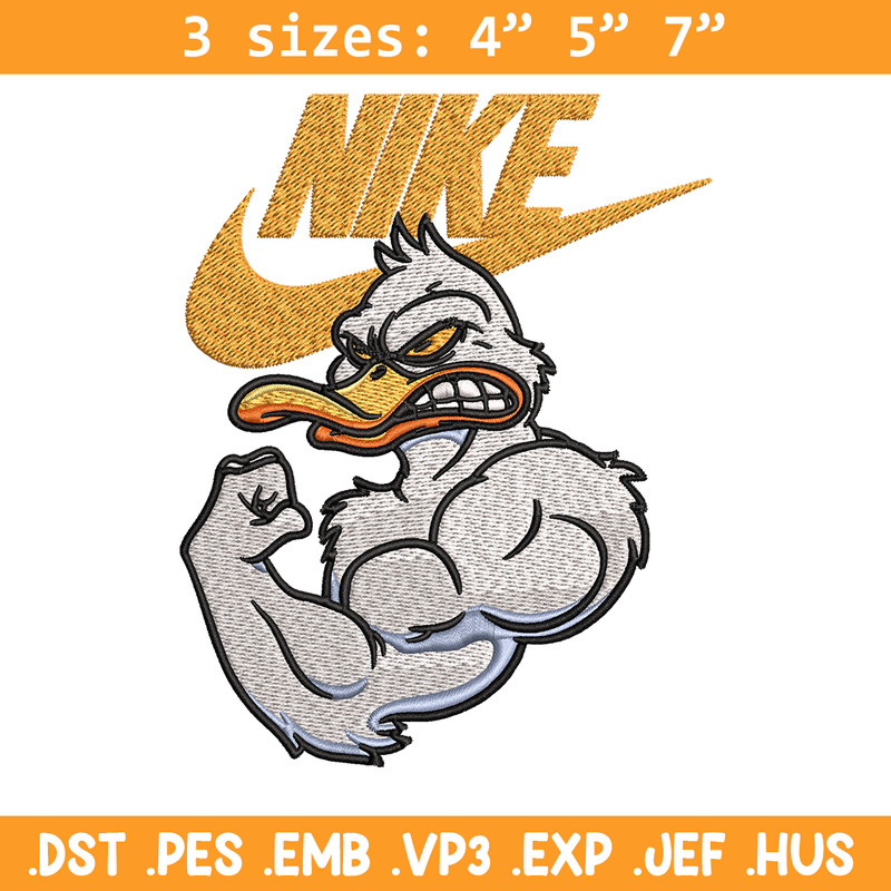 Strong Duck Stock Illustration Nike Embroidery design, cartoon Embroidery, Nike design, logo shirt, Instant download..jpg