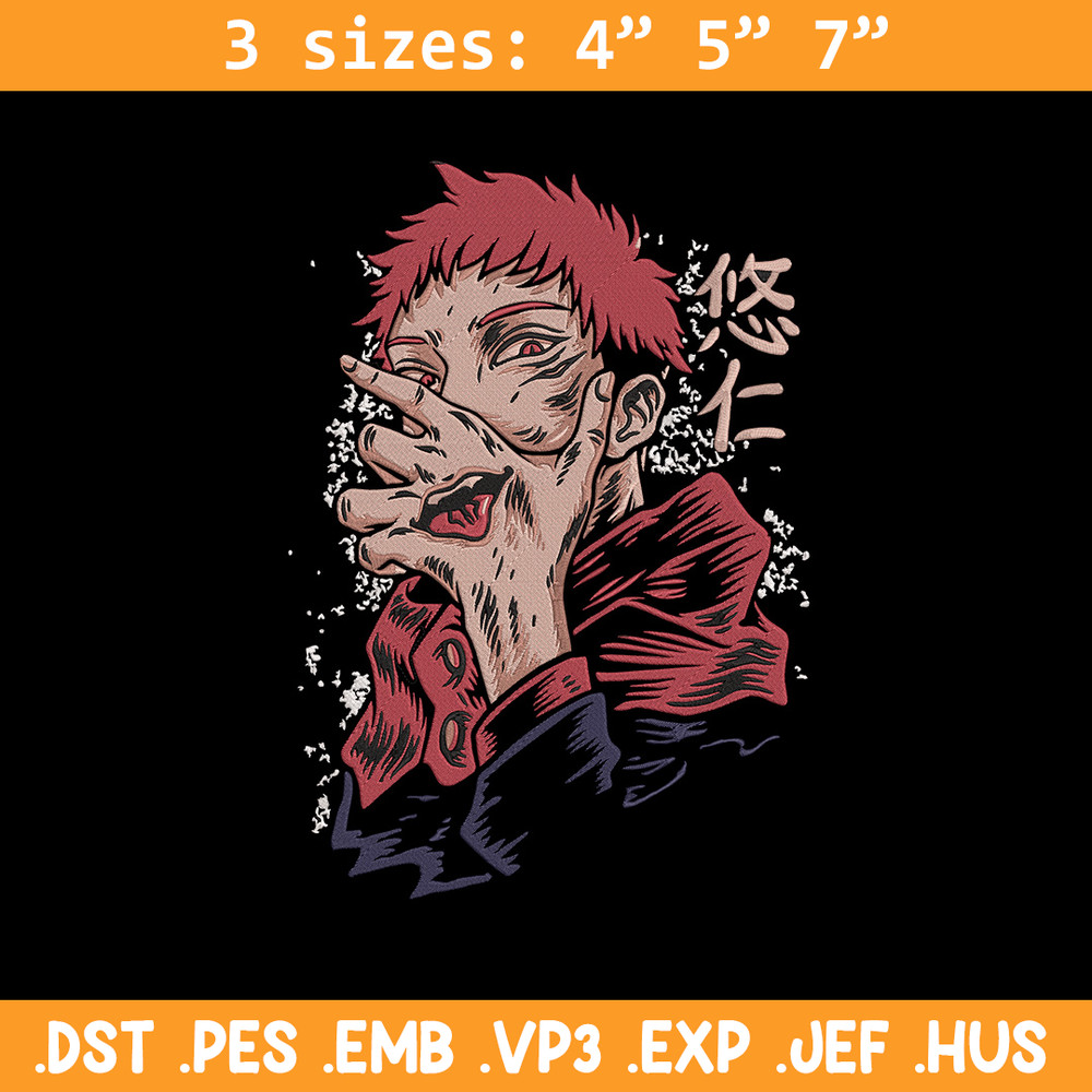 Sukuna poster Embroidery Design, Jujutsu Embroidery,Embroidery File, Anime Embroidery, Anime shirt, Digital download..jpg