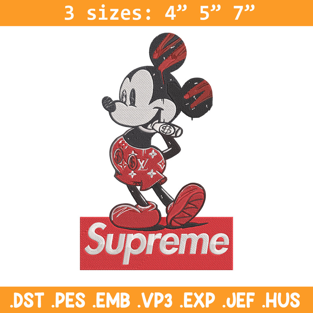 Supreme mickey Embroidery Design, Mickey Embroidery, Embroidery File, Supreme Embroidery, Anime shirt, Digital download.jpg