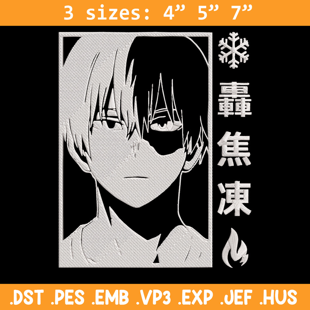 Todoroki Shouto Embroidery Design, Mha Embroidery, Embroidery File, Anime Embroidery, Anime shirt,Digital download..jpg