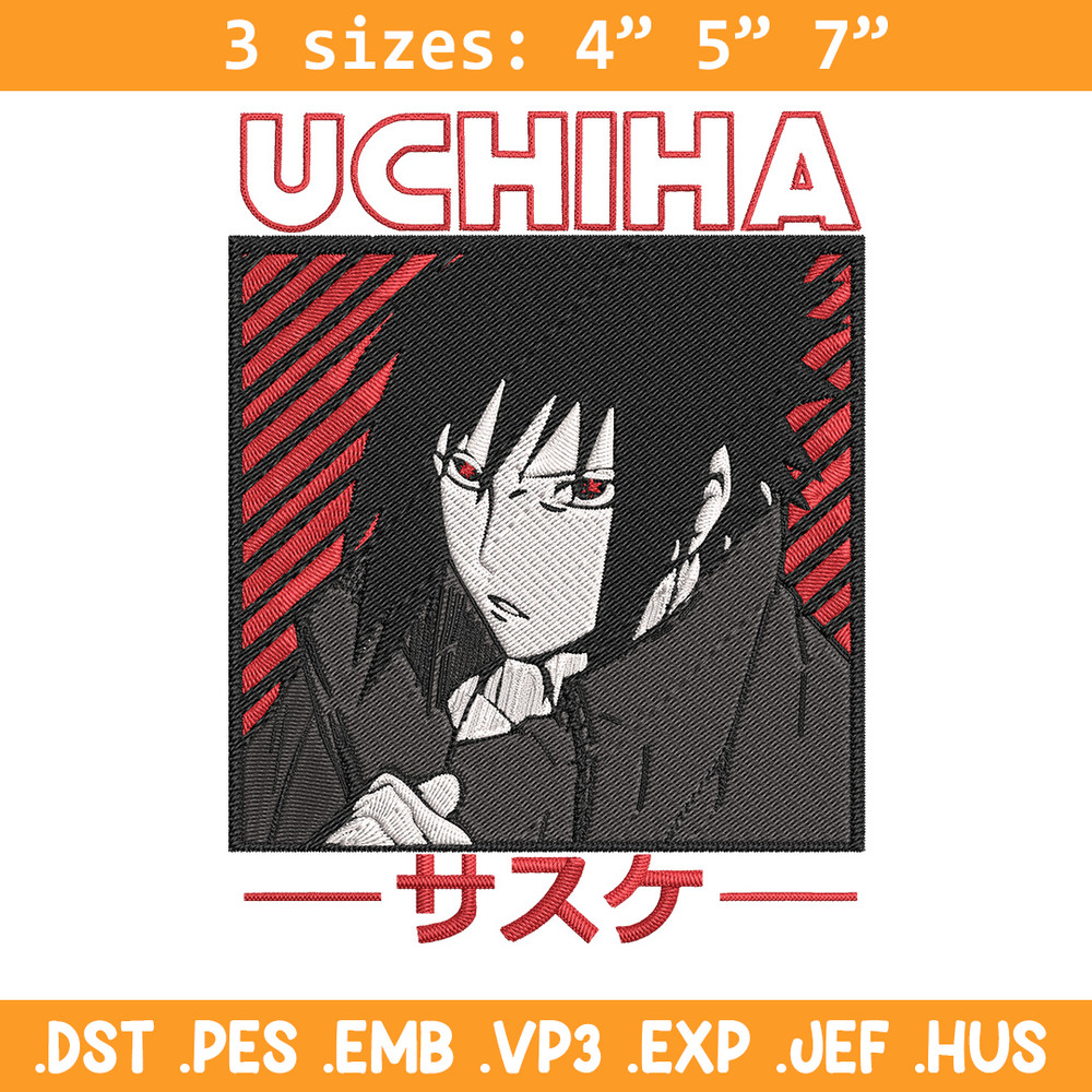 Uchiha Sasuke Embroidery Design, Naruto Embroidery,Embroidery File, Anime Embroidery, Anime shirt, Digital download.jpg