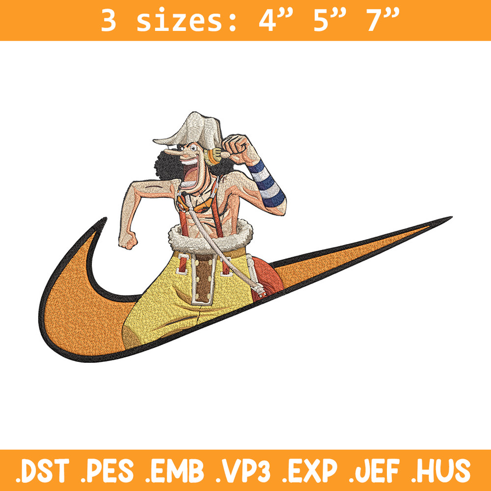 Usopp x nike Embroidery Design, One piece Embroidery, Embroidery File, Nike Embroidery, Anime shirt, Digital download.jpg