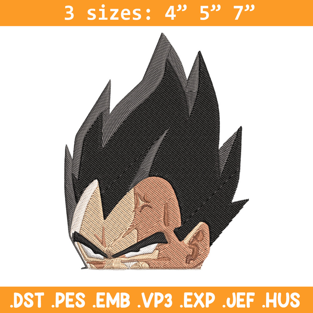 Vegeta peeker Embroidery Design, Dragonball Embroidery, Embroidery File, Anime Embroidery, Anime shirt, Digital download.jpg
