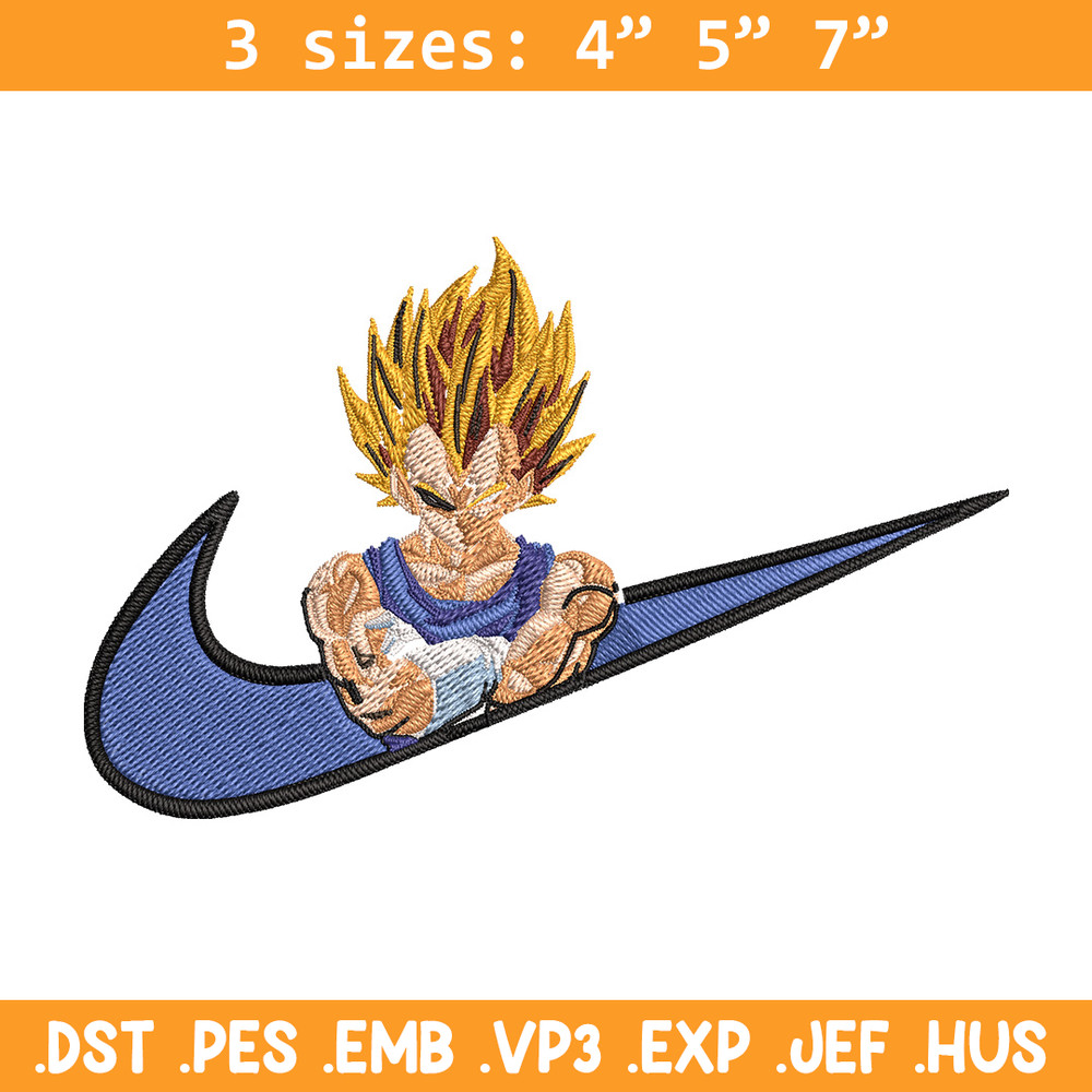Vegeta ssj Embroidery Design, Dragonball Embroidery, Embroidery File, Nike Embroidery, Anime shirt, Digital download.jpg