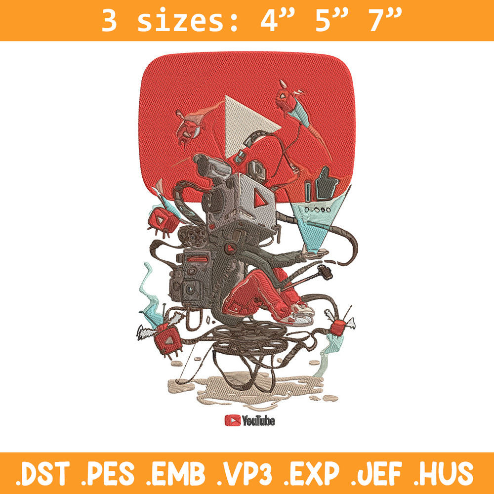 Youtube logo Embroidery Design, Youtube Embroidery, Embroidery File, Anime Embroidery, Anime shirt, Digital download.jpg