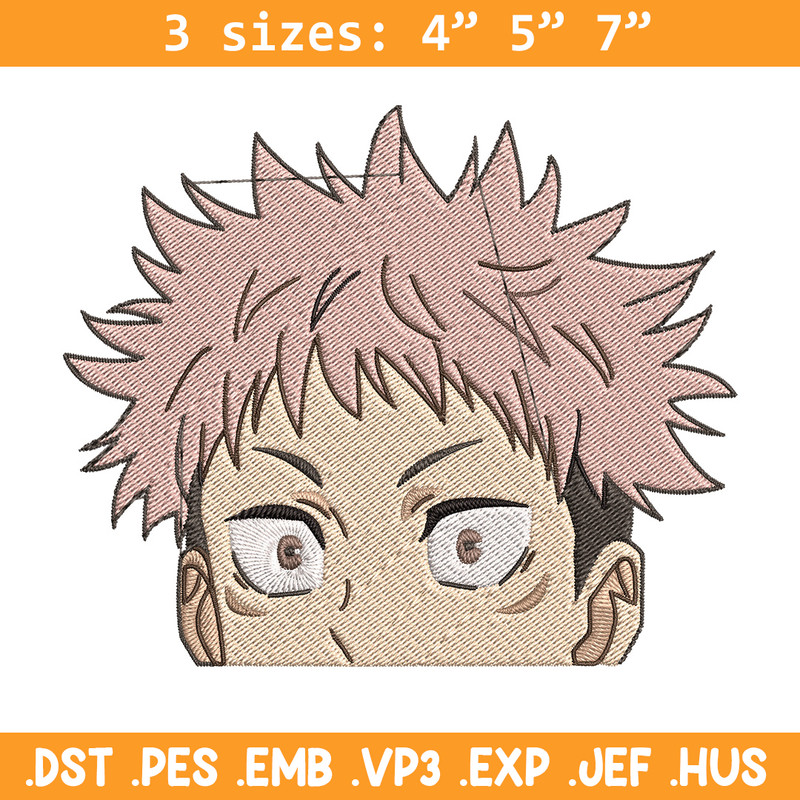 Yuji Peeker Embroidery Design, Jujutsu Embroidery, Embroidery File, Anime Embroidery, Anime shirt, Digital download..jpg