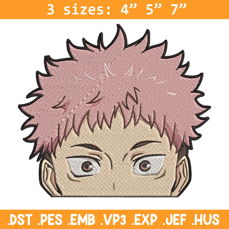 Yuji Peeker Embroidery Design, Jujutsu Embroidery, Embroidery File, Anime Embroidery, Anime shirt, Digital download.jpg