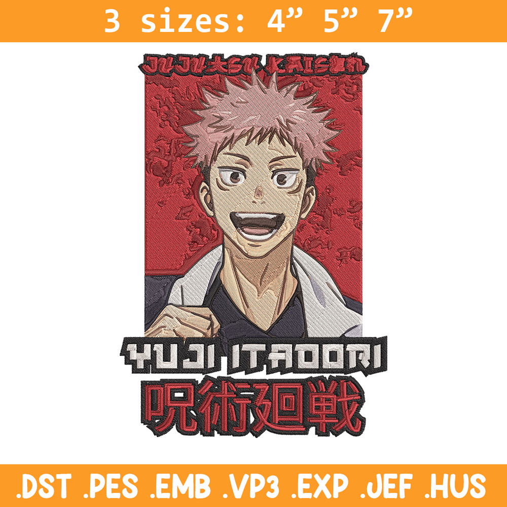 Yuji poster Embroidery Design,Jujutsu Embroidery, Embroidery File, Anime Embroidery, Anime shirt, Digital download.jpg