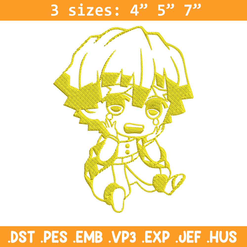 Zenitsu chibi Embroidery Design, Demon slayer Embroidery, Embroidery File, Anime Embroidery, Digital download.jpg