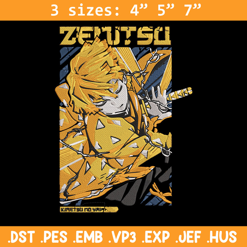 Zenitsu poster Embroidery Design, Demon slayer Embroidery, Embroidery File, Anime Embroidery, Digital download.jpg