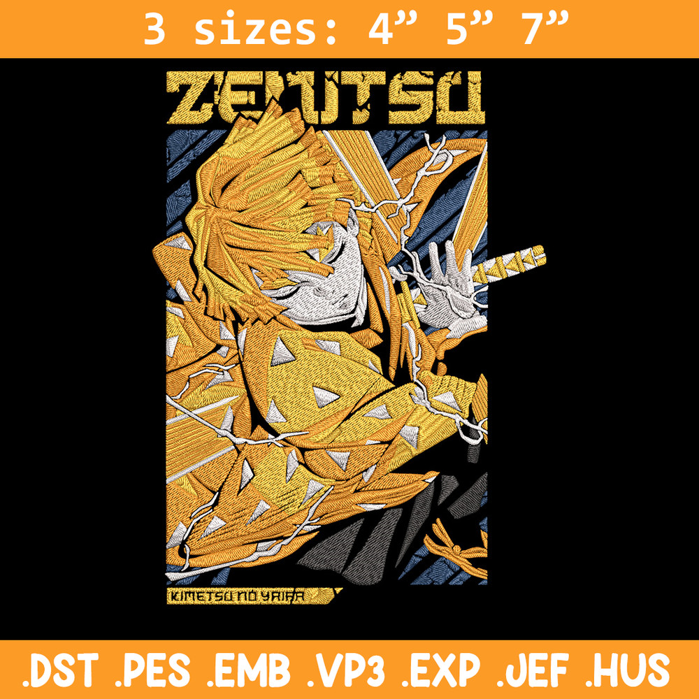 Zenitsu poster Embroidery Design, Demon slayer Embroidery,Embroidery File,Anime Embroidery,Anime shirt,Digital download.jpg