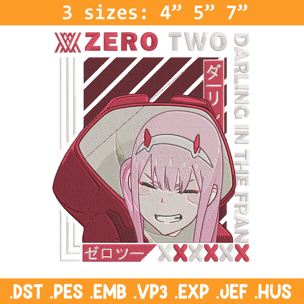 Zero two Embroidery Design, Darling in the fran Embroidery,Embroidery File,Anime Embroidery,Anime shirt,Digital download.jpg