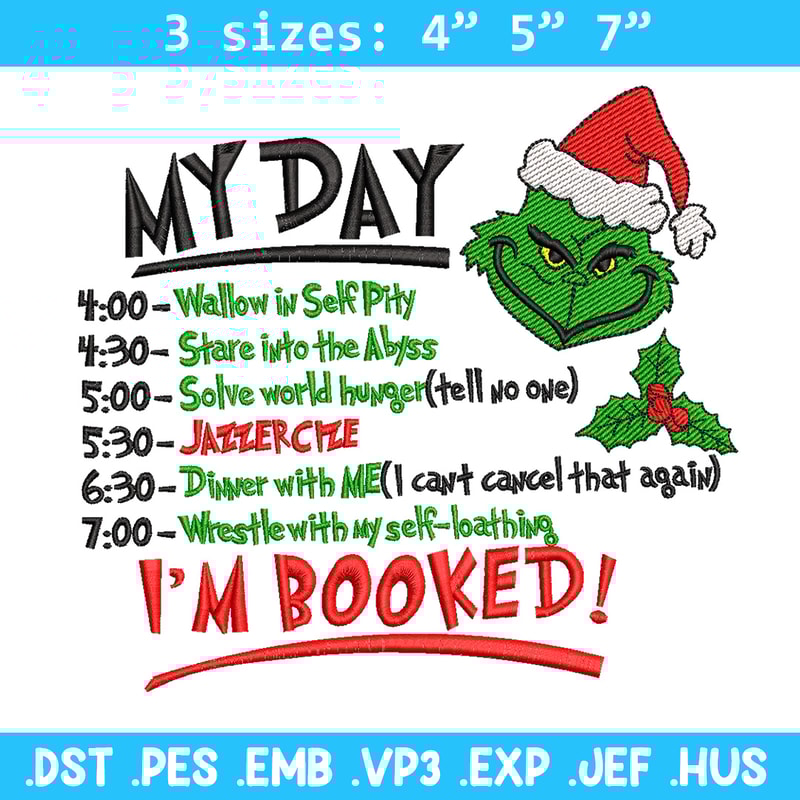 Grinch my day embroidery design, Grinch embroidery, Chrismas design,Embroidery shirt, Embroidery file, Digital download.jpg