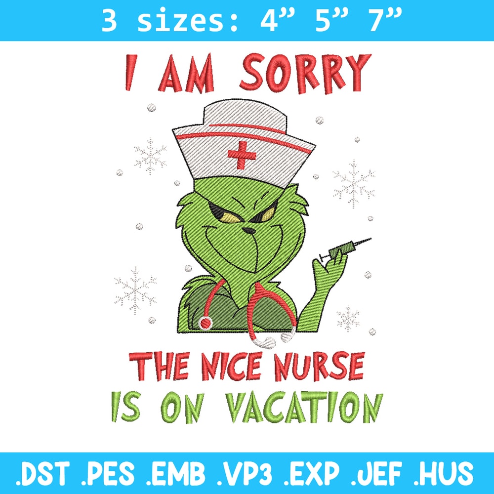Grinch nurse embroidery design,Grinch embroidery,Chrismas design, Embroidery shirt, Embroidery file, Digital download.jpg