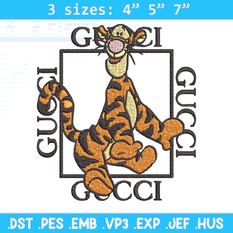 Gucci Tiger Embroidery design, winnie the pooh cartoon Embroidery, cartoon design, Embroidery File, Instant download..jpg