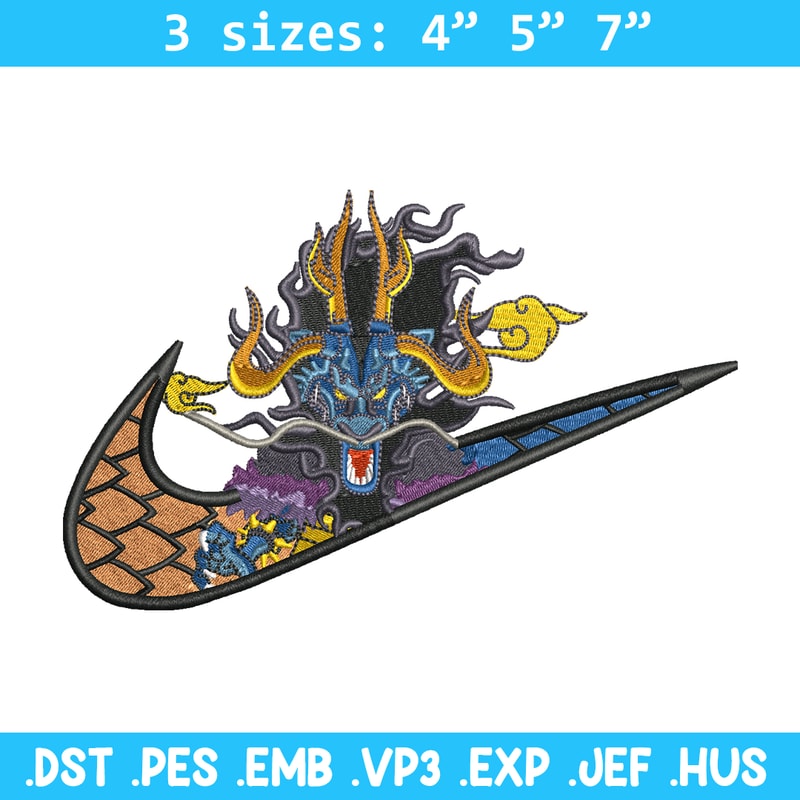 Kaido Nike embroidery design, One Piece embroidery, nike design, anime design, anime shirt, Digital download.jpg