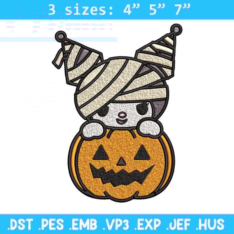 Kuromi Mummy Embroidery design, Halloween Embroidery, Embroidery File, cartoon design, logo shirt, Digital download..jpg