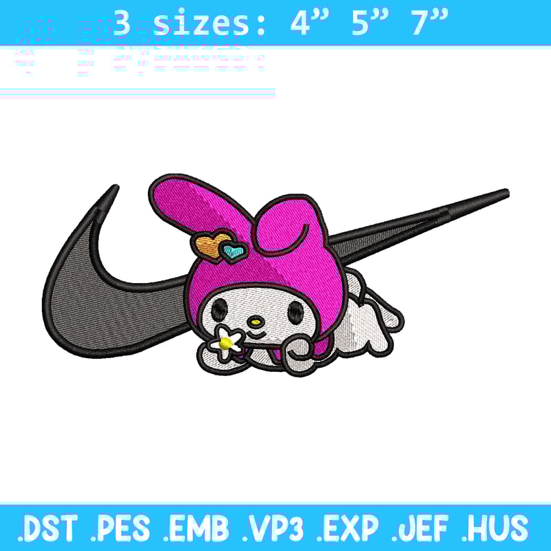 Kuromi Nike embroidery design, Hello kitty embroidery, Nike design, cartoon design, cartoon shirt, Digital download.jpg