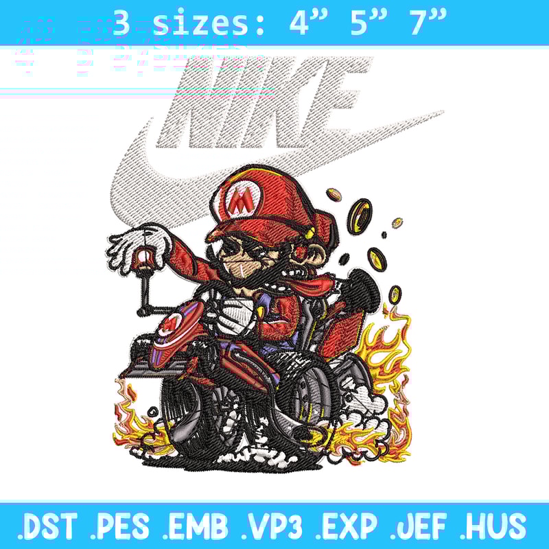 Mario car Nike Embroidery design, Mario car game Embroidery, Nike design, Embroidery file, logo shirt, Instant download..jpg