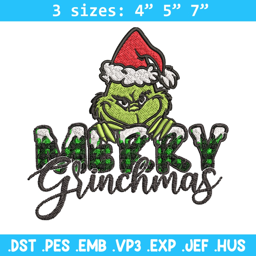 Merry Grinch Embroidery design, Grinch Merry Christmas Embroidery, Grinch design, Embroidery File, Digital download..jpg