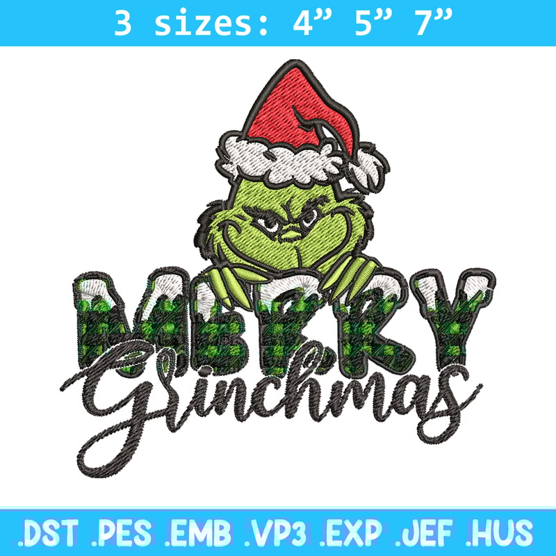 Merry Grinch Embroidery design, Grinch Merry Christmas Embroidery, Grinch design, Embroidery File, Digital download..jpg