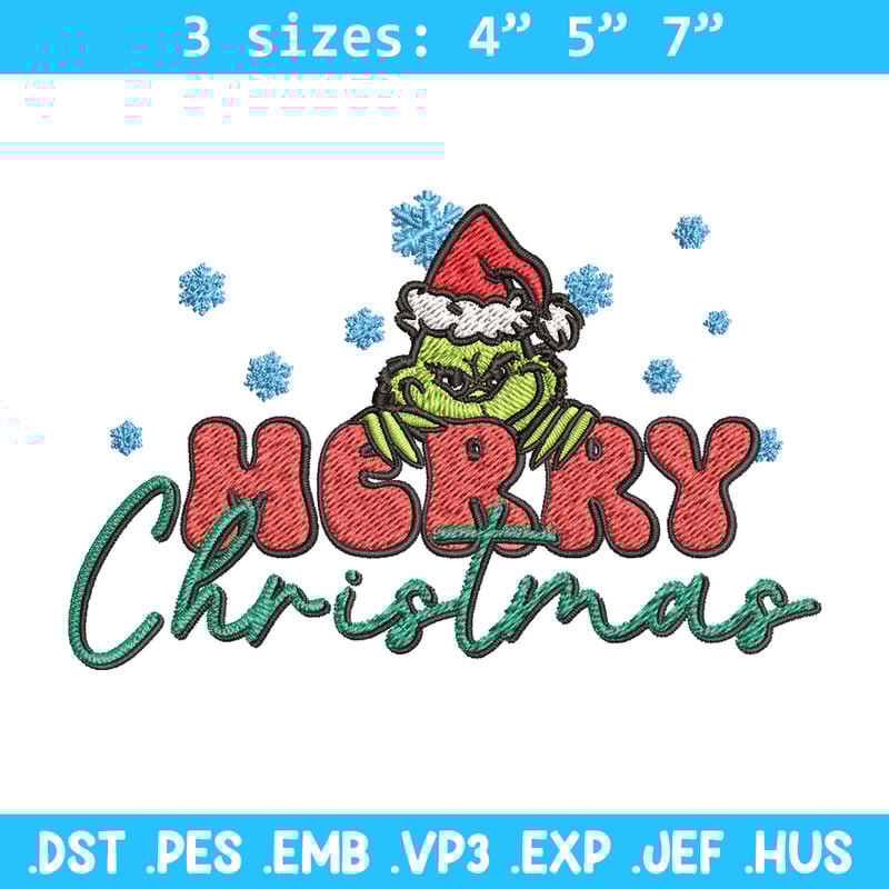 Merry Grinch Embroidery design, Grinch Merry Christmas Embroidery, Grinch design, Embroidery File, Digital download.jpg