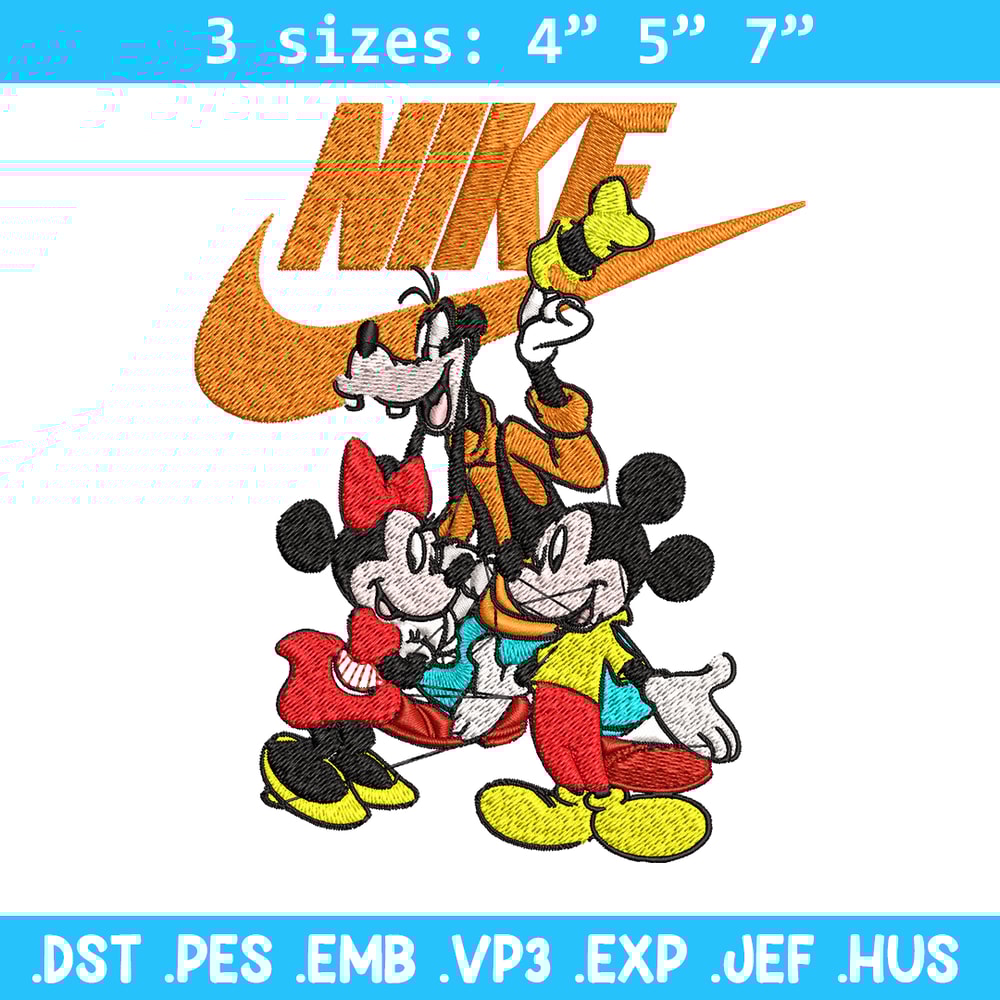 Mickey Mouse friends Nike Embroidery design, Disney Embroidery, Nike design, Embroidery file, Instant download..jpg