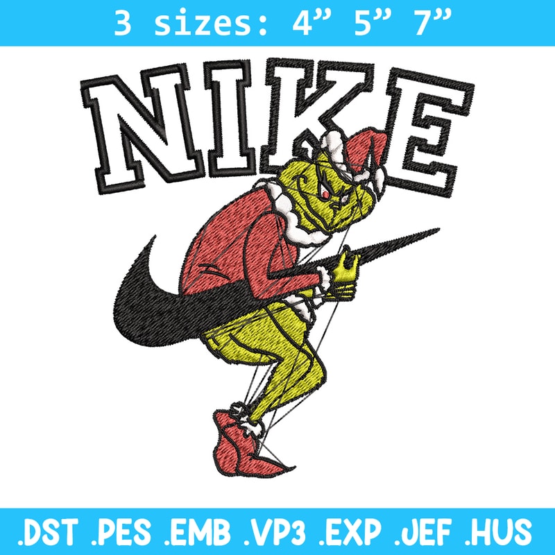 Nike grinch Embroidery Design, Chrismas Embroidery, Nike Embroidery, Embroidery File, Logo shirt, Digital download.jpg