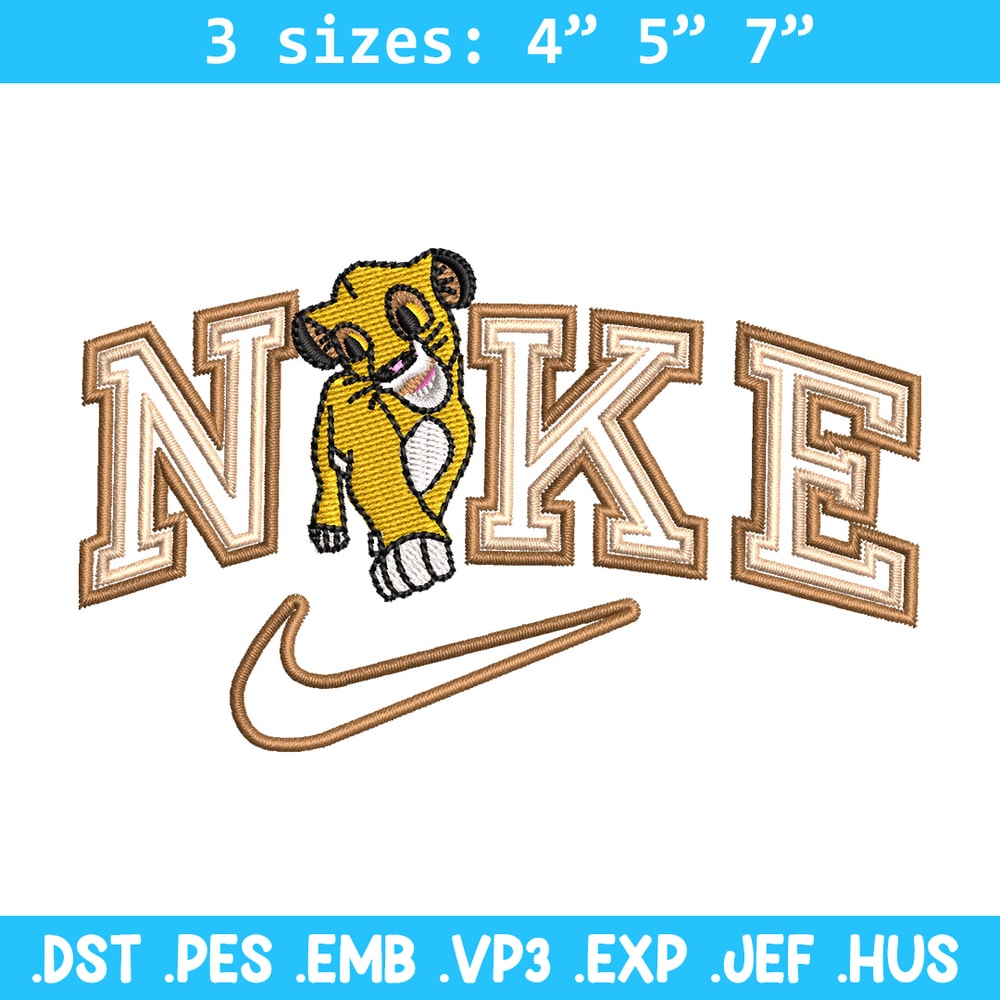 Nike lion child embroidery design, Lion king embroidery,Nike design, Embroidery shirt, Embroidery file, Digital download.jpg