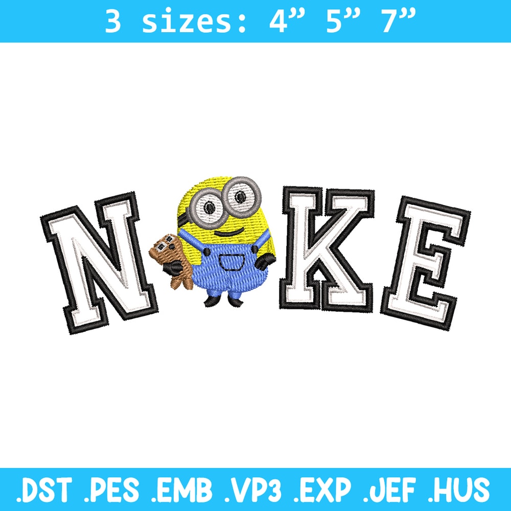 Nike minion embroidery design, Minion embroidery, Nike design, Embroidery shirt, Embroidery file, Digital download.jpg