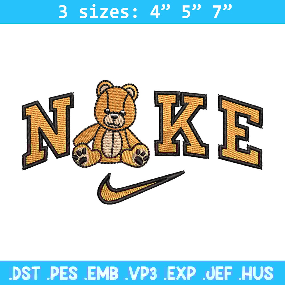 Nike teddy bear embroidery design, Bear embroidery, Nike design,Embroidery file,Embroidery shirt,Digital download.jpg