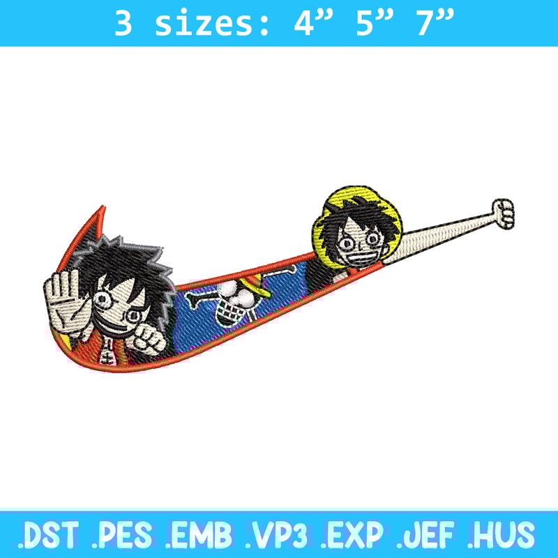 Nike x luffy embroidery design, One piece embroidery, Nike design, Embroidery shirt, Embroidery file, Digital download.jpg