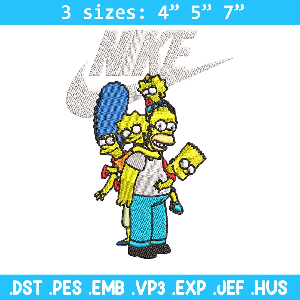 Simpson family Nike Embroidery design, Simpson cartoon Embroidery, Nike design, Embroidery file, Instant download..jpg