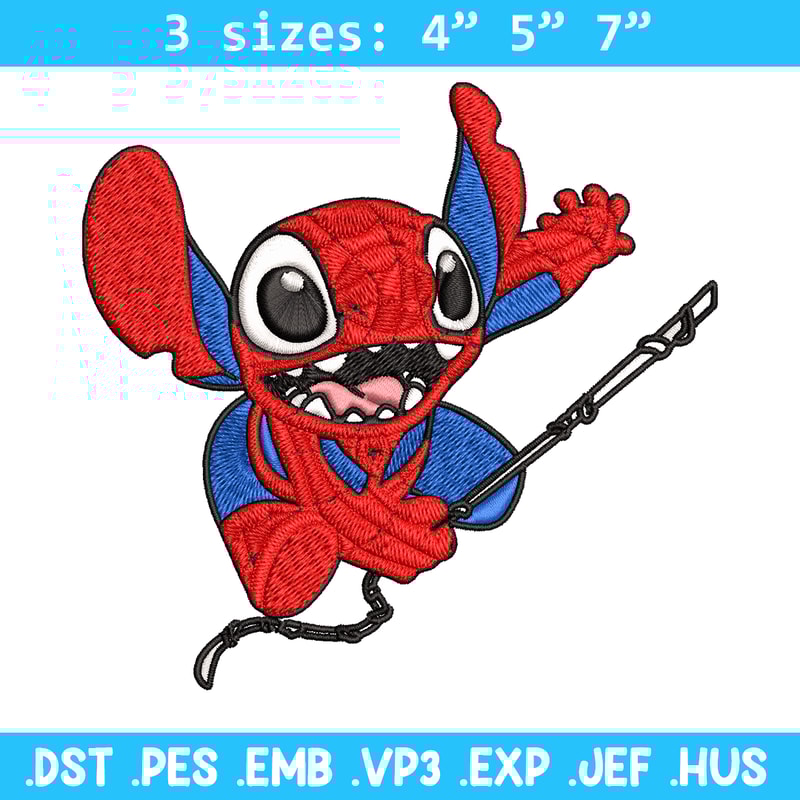 Stitch Spiderman Embroidery design, Stitch Embroidery, Embroidery File, cartoon design, logo shirt, Digital download..jpg