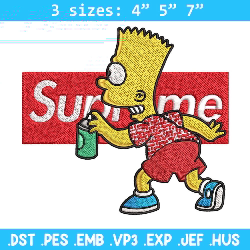 Supreme Simpson Embroidery design, Simpson cartoon Embroidery, cartoon design, Embroidery File, Digital download..jpg