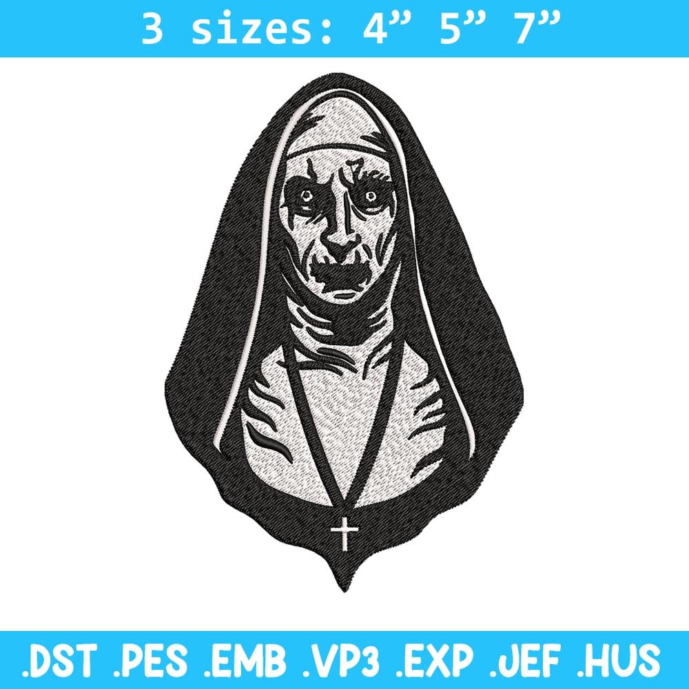 The Nun Embroidery design, The Nun logo Embroidery, Horror design, Embroidery File, logo shirt, Digital download..jpg