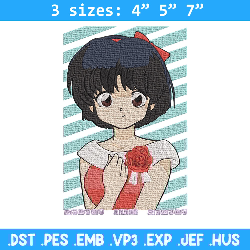 Akane Tendo Embroidery Design, Ranma Embroidery, Embroidery File, Anime Embroidery, Anime shirt, Digital download.jpg